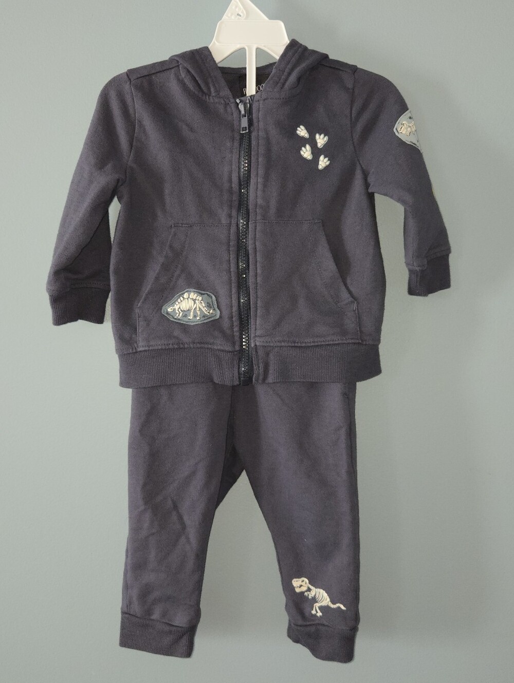 Flapdoodles Navy Hoodie & Joggers Outfit with Dinosaurs (12m)